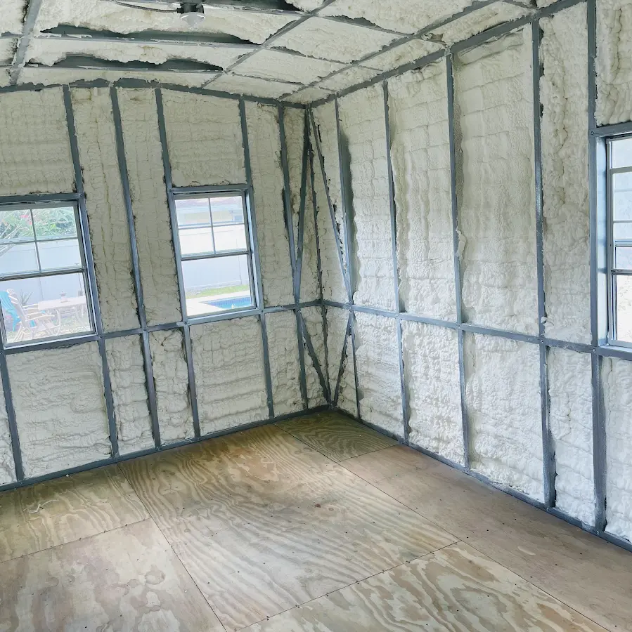 Closed-cell spray foam insulation applied to wall cavities in a residential project in Weisenberg